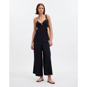 MADEWELL O-Ring Wide-Leg Cover-Up Jumpsuit S Woven Black Sleeveless NWT B84